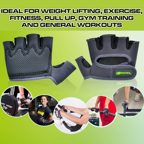 Lifting Workout Gloves - Fingerless Gym Workout Hand Protection, Grip Gloves for Weightlifting, Crossfit and Sports, Workout Gloves for Men & Women, Great for Training, Climbing, Biking & More