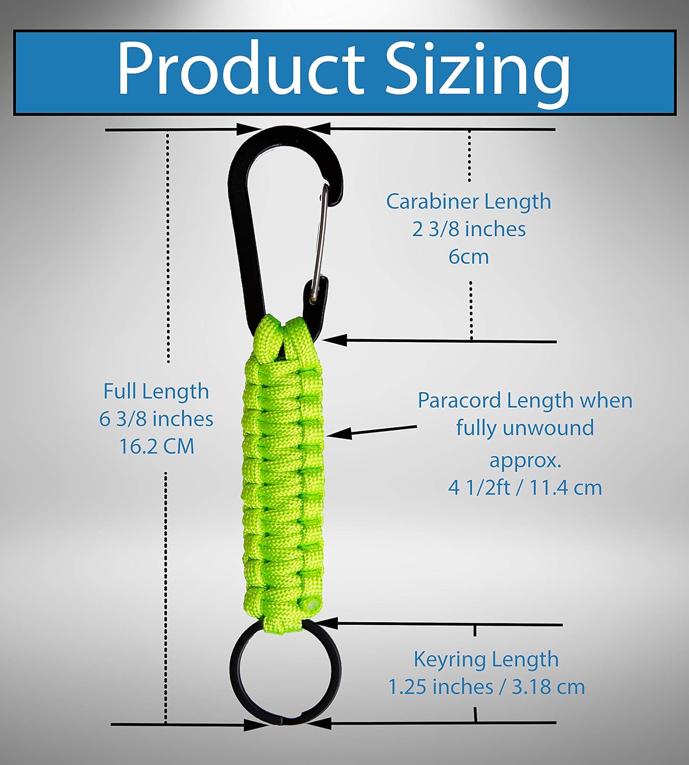 Paracord Lanyard Keychain with Carabiner Hook and Key ring