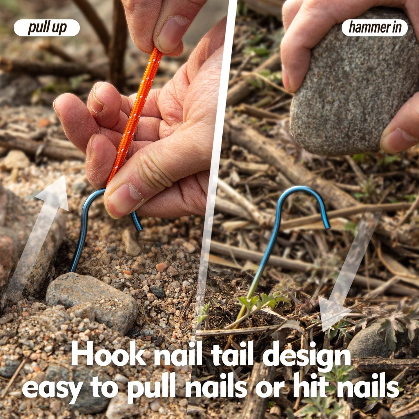 TiTo Titanium Shepherd Hook Tent Stakes Tent Pegs Tent Stakes Dia 3.5mm and Length 165mm About 8.2G.(6-Pack) (Rainbow Color)