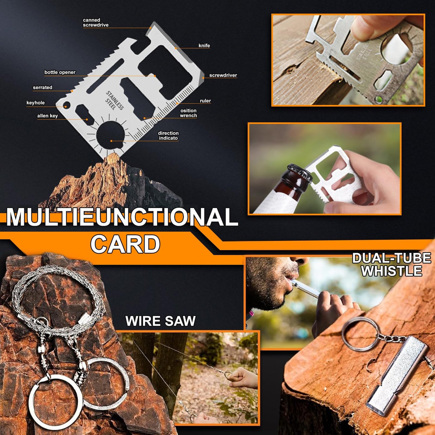 Gifts for Men Him Dad, Survival Kits and Equipment 21 Pcs, Christmas Stocking Stuffers, Anniversary Birthday Gifts for Husband Boyfriend Guy, Camping Essentials, Cool Gadgets for Men