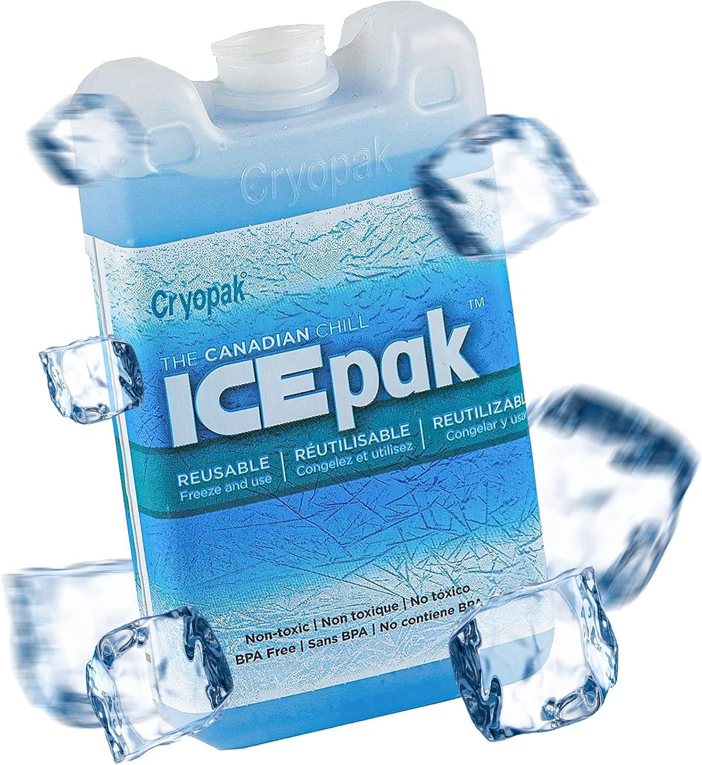 Cryopak ICEpak Large Hard Shell Reusable Ice Packs for Coolers and Lunch Box Use, Freezer Safe Gel Design, Professional Grade Cooling, Non-Toxic and BPA Free, Essential Travel Accessories, Large