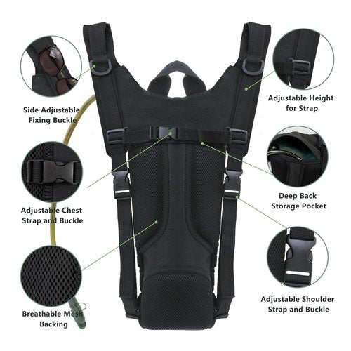 Zavothy Tactical Molle Hydration Backpack with 3L Water Bladder Water Backpack Hydration Pack for Cycling Running Biking Hiking Backpack Black