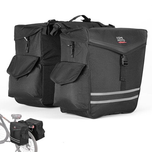 KEMIMOTO Bike Panniers Bag 40L Bicycle Panniers for Rear Rack with Waterproof Rain Cover, Ebike Saddle Bags, Bike Rack Bag, Saddlebags for Bikes, Black Large Capacity Reflective Strip