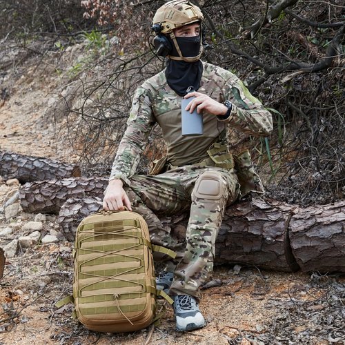 ORILOOSEN 35L tactical assault backpack, military backpacks,heavy duty zipper，outdoor canvas Knapsack,climbing/camping/hiking backpack,water resistant,Rucksack (01#Khaki)