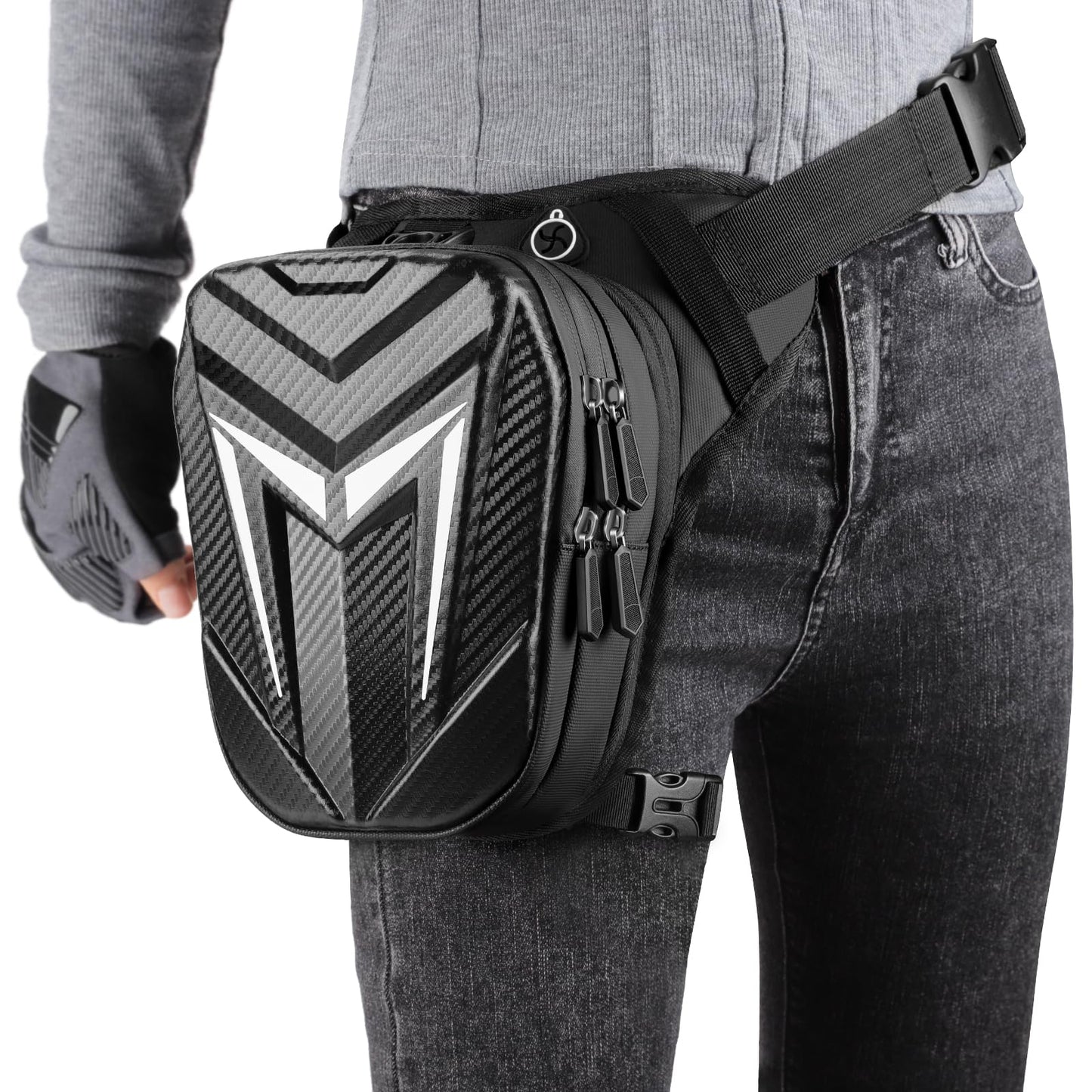 iBytoc Thigh Bag with Leg Strap, Motorcycle Leg Bag Water-Resistant, Drop Leg Bag for Men Women, Sturdy EVA Pack Pocket, Expandable Storage Pocket for Cycling Hiking Climbing Fishing