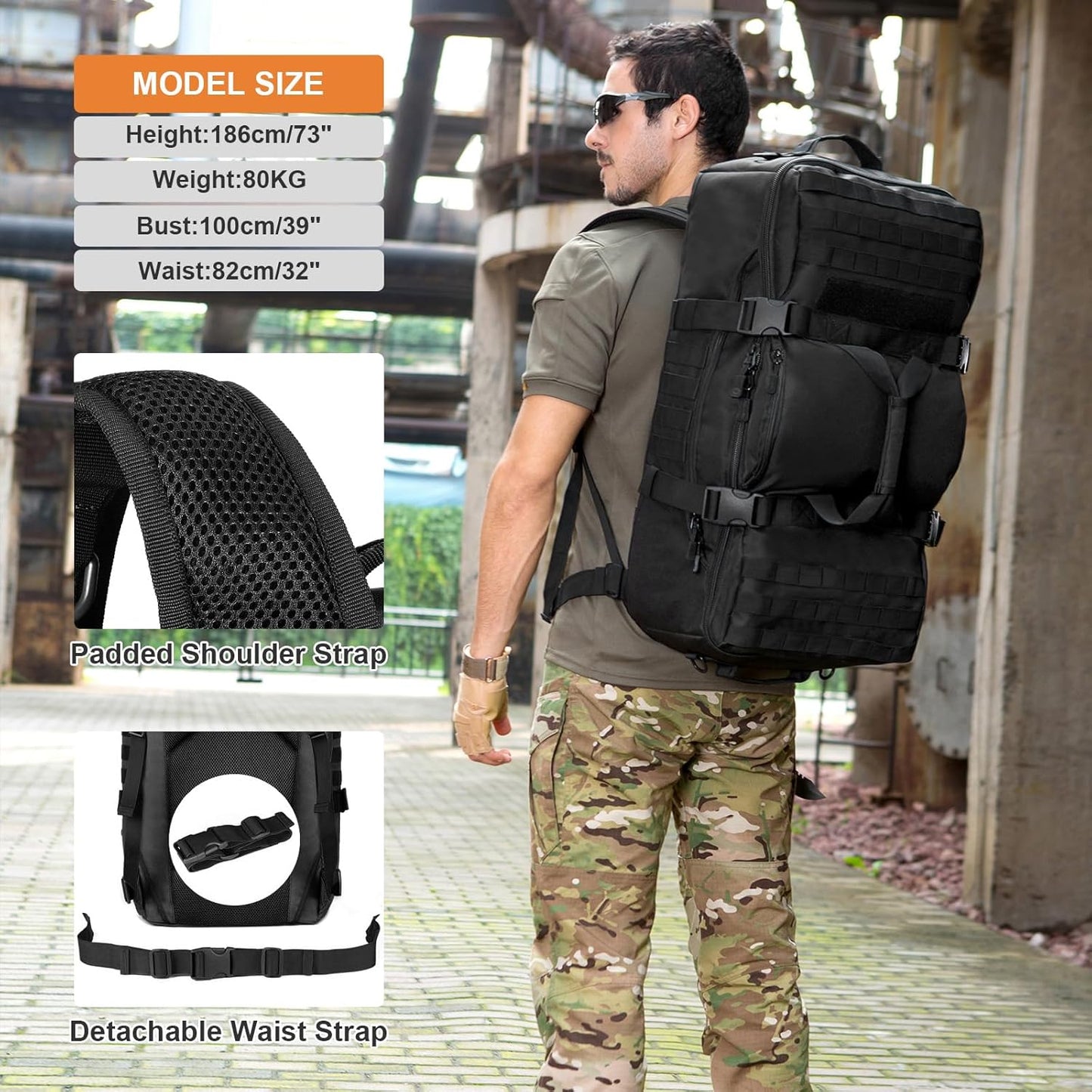 60L Tactical Military Backpack - Outdoor Assault Pack for Hunting, Camping & Travel