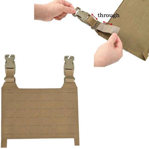 tactifans Tactical MOLLE Placard, Tactical Molle Front Flap with G-Hooks and Buckles Kit,Molle Hook and Loop Panel for Chest Rig,Hunting Vests(Coyote Brown)