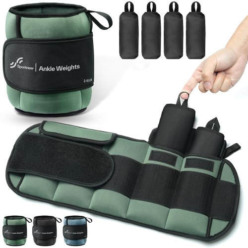 Sportneer Adjustable Ankle Weights for Women and Men 1 Pair of 4 8 12 16 20 LBS Heavy Weighted Leg Weights with Adjustable Straps, Strength Training Weights for Yoga, Aerobics, Gym, Fitness, Workout