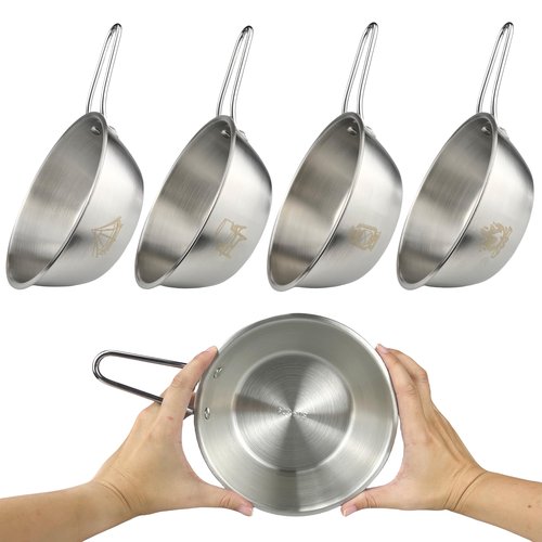Pubgeer Camping Bowls 31oz (4 pack) - Nesting Stainless Steel bowl with Handles | Outdoor Sierra Cup | Ideal for RV Travel, Camping, and Backpacking | Makgeolli Bowls | Soup Bowls