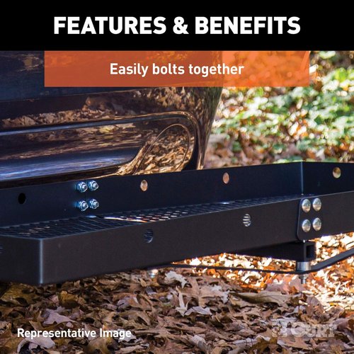 CURT 60x20-Inch Hitch Cargo Carrier - 500 lbs Capacity, Black Steel, 2-in Folding Shank