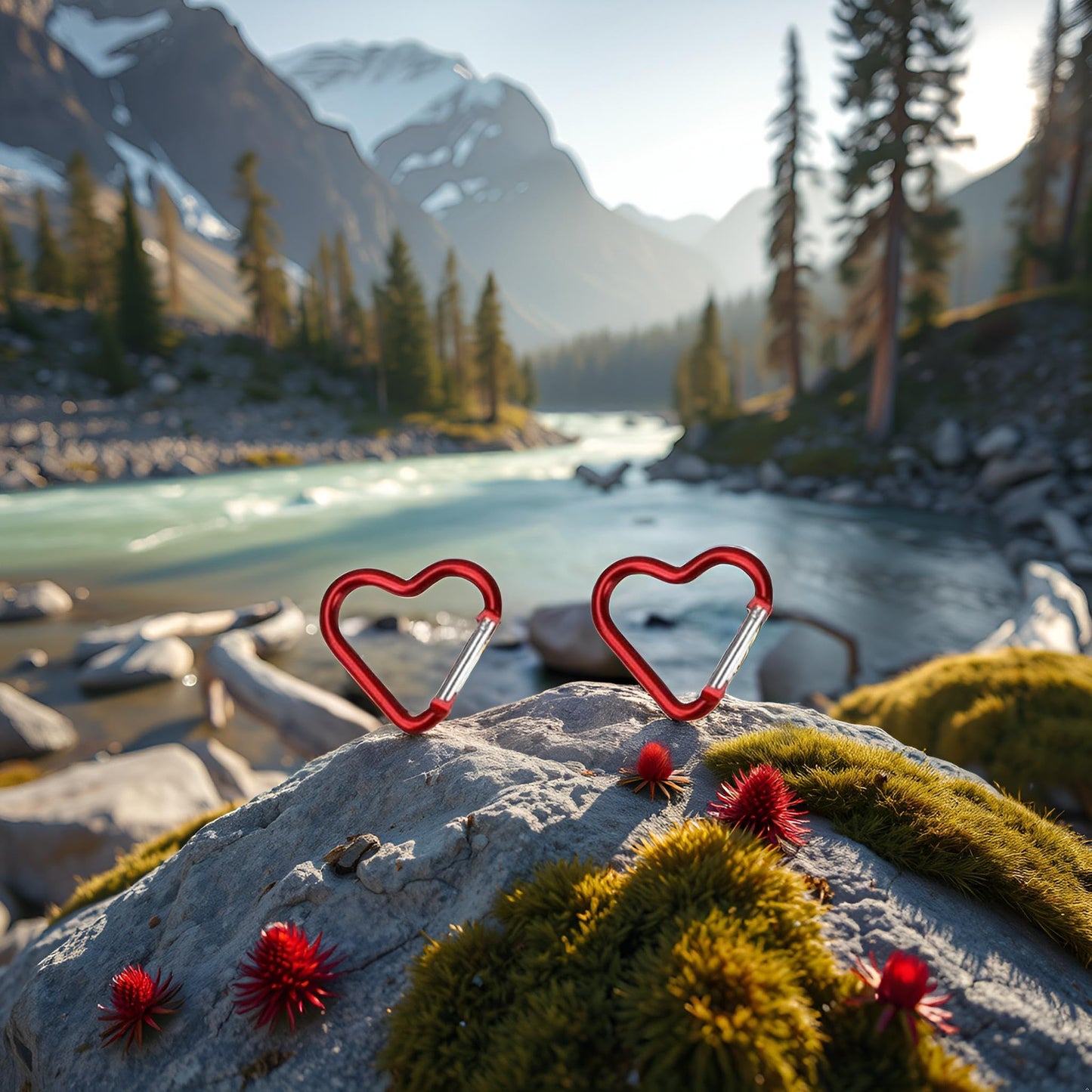 2Pcs Red Heart Shape Carabiners Keychain Clips Snap Hook Key Ring for Camping Backpack Water Bottle, Aluminum Alloy Accessory and Keychain Carabiners Accessories Outdoor Recreation Gift