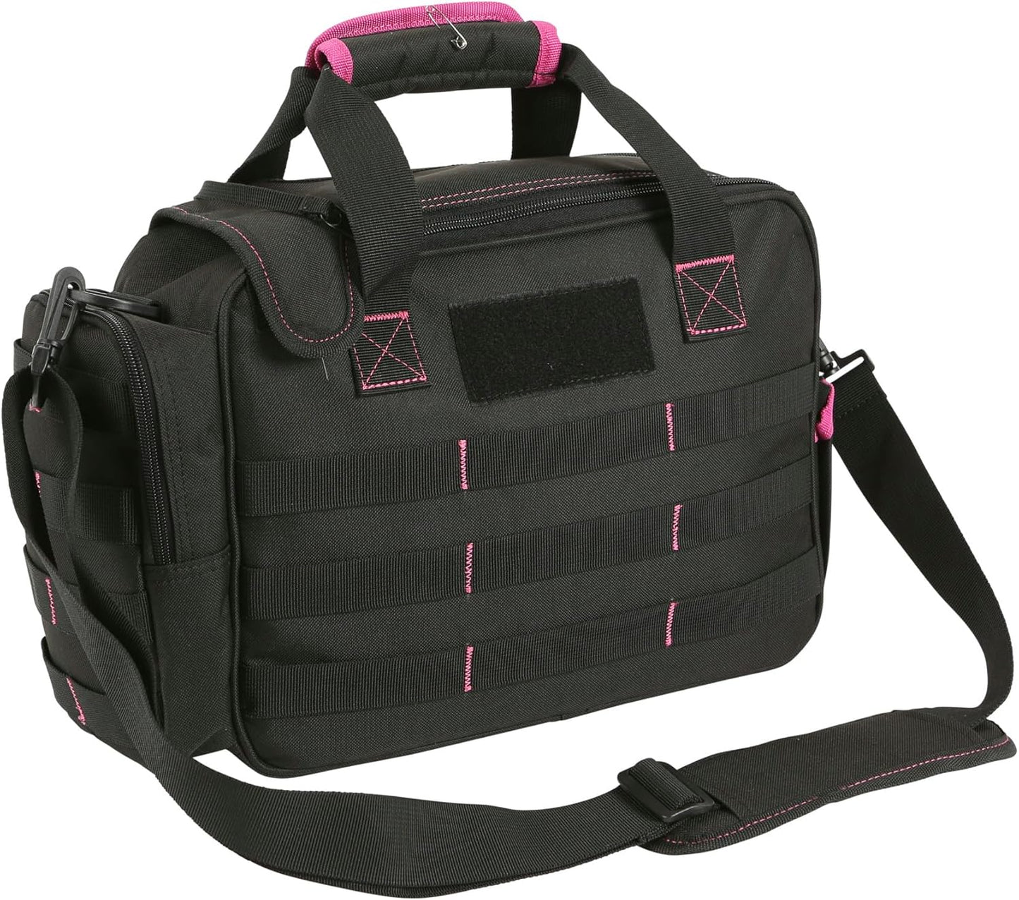 Allen Company Dolores Women's Compact Shooting Range Bag - Gun Storage Pouches for Handguns, Shooting Glasses, Gloves, Ear Protection, and Other Accessories - Black/Pink - 13" x 4.5"