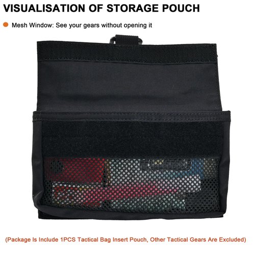Tactical Bag Insert Pouch, tactifans Modular Admin Pouch Mesh Windowed Backpack Organizer Insert Flap Closure Hook and Loop Organizer Backpack Accessories