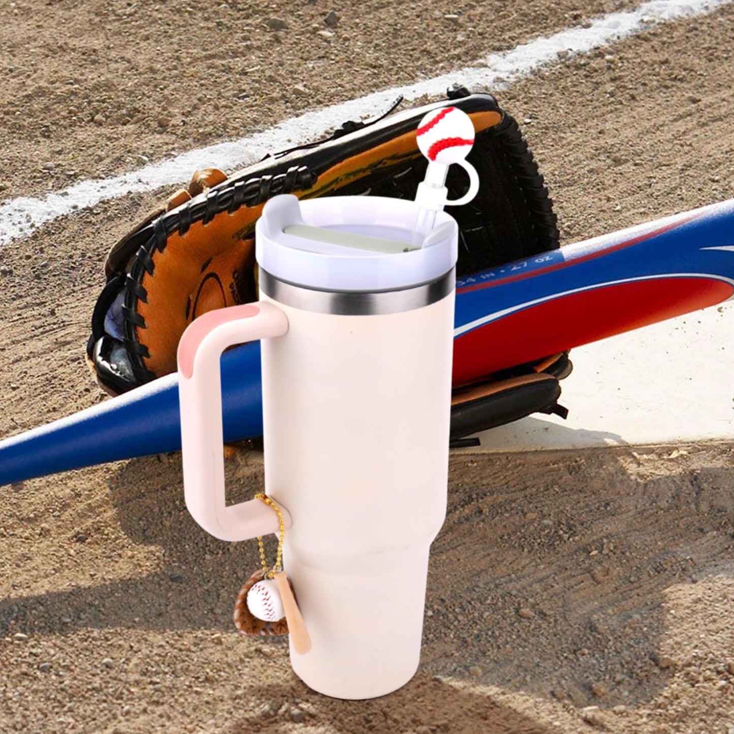 AIERSA 3Pcs Baseball Straw Cover Caps Set for Stanley Straw Cups Accessories, 10 mm