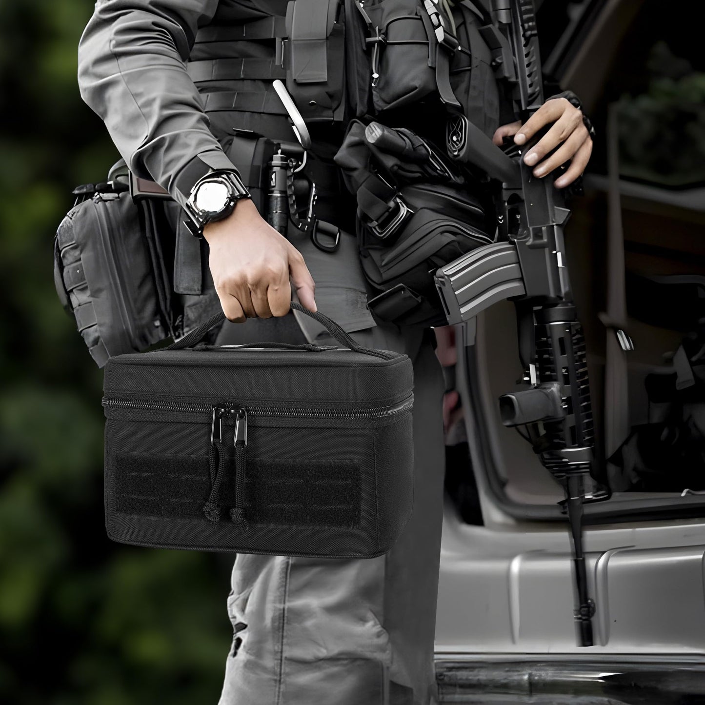 GOBUROS Shooting Earmuffs and Glasses Carrying Case, Soft Protective Carrying Storage Case for Earmuff and Shooting Glasses, Universal Earmuff Case for Hunting Shooting, Only Bag