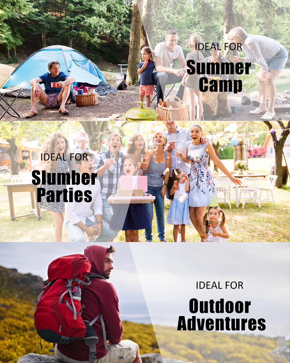 JEAOUIA Sleeping Bags for Adults Backpacking Lightweight Waterproof- Cold Weather Sleeping Bag for Girls Boys Mens for Warm Camping Hiking Outdoor Travel Hunting with Compression Bags（RED）