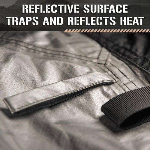 TACAMO Bushcrafter Waterproof Camping Tarp - Lieghweight, Durable, Reflective Shelter Tarp or Rain Fly - Camping Essentials for Hiking, Bushcraft & Hammock, 8 x 8 ft, Black, TAC-STP101-BK