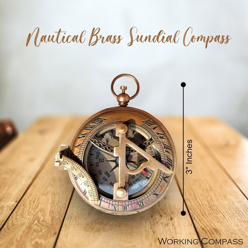 Thoreau's Go Confidently in The Direction of Dream Brass Working Sundial Compass, Engraved Compass, Compass, Compass for Husband, Valentines Day Gift, Couples Gift
