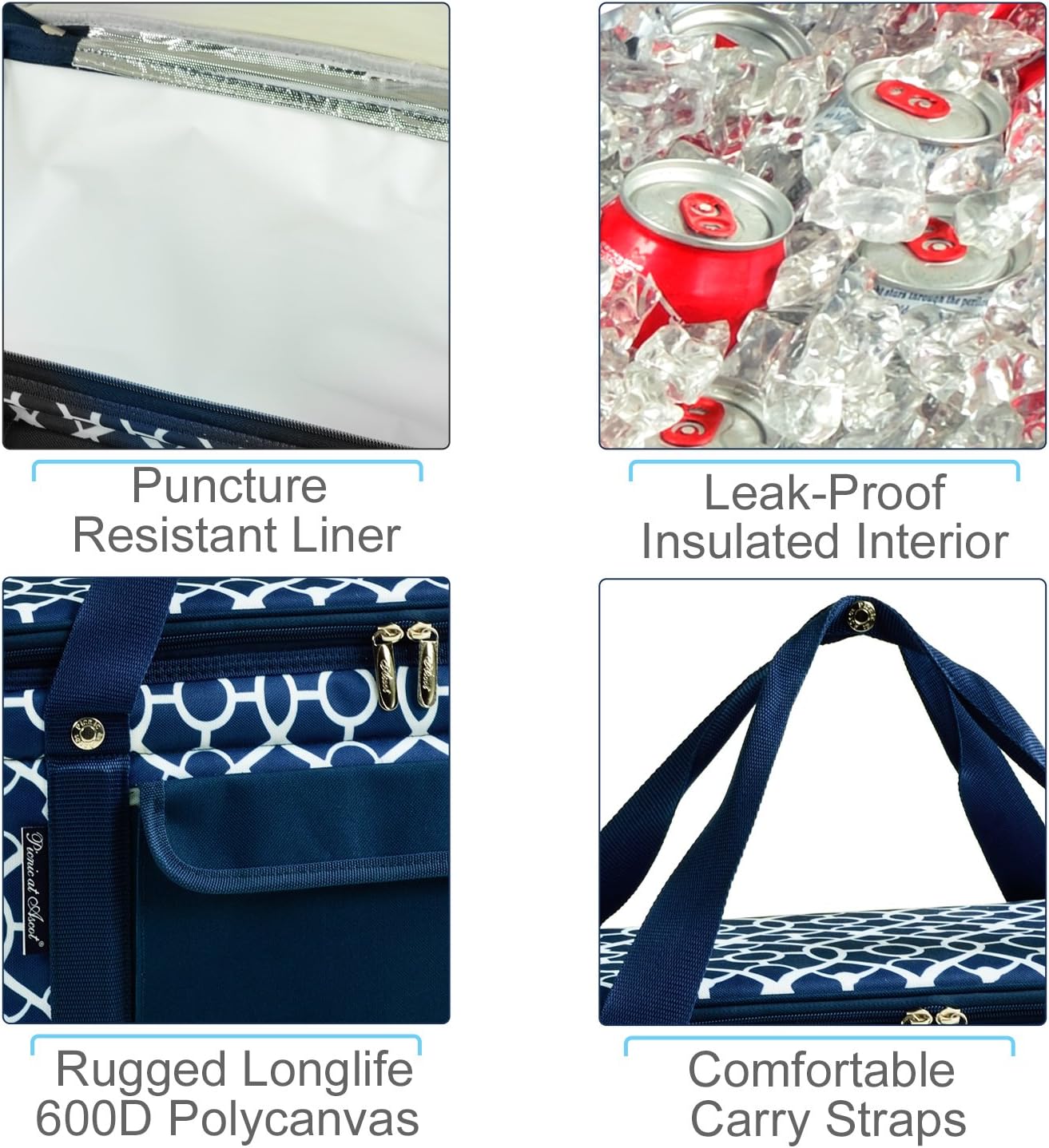Picnic at Ascot 64 Can Capacity Semi Rigid Collapsible Leakproof Cooler- Designed & Quality Approved in The USA -2 Pack