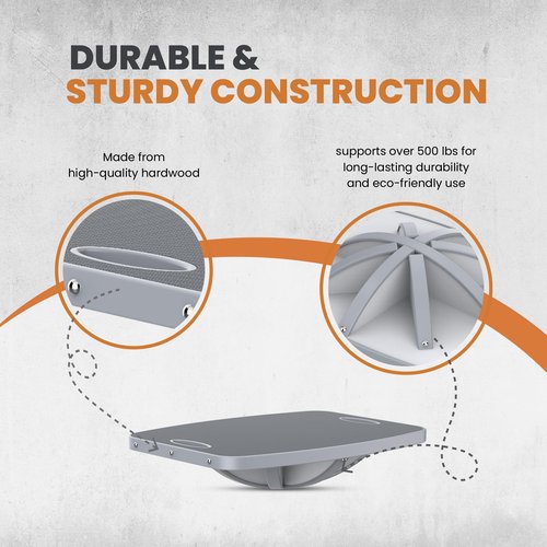 Professional Wooden Balance Board, 360 Degree Portable Wobble Board with Comfortable Surface, Standing Desk Rocker Board for Physical Therapy, Core Strength Stability Training (360 Degree-Gray)