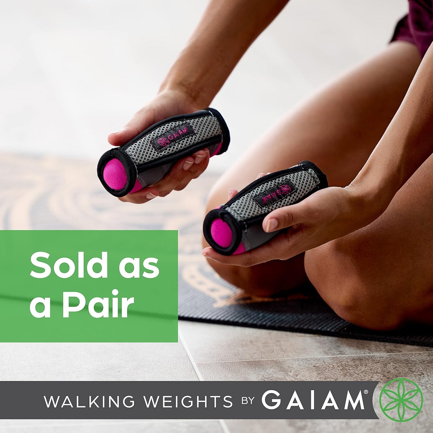 Gaiam Hand Weights for Women & Men Soft Dumbbell Walking Hand Weight Sets with Hand Strap