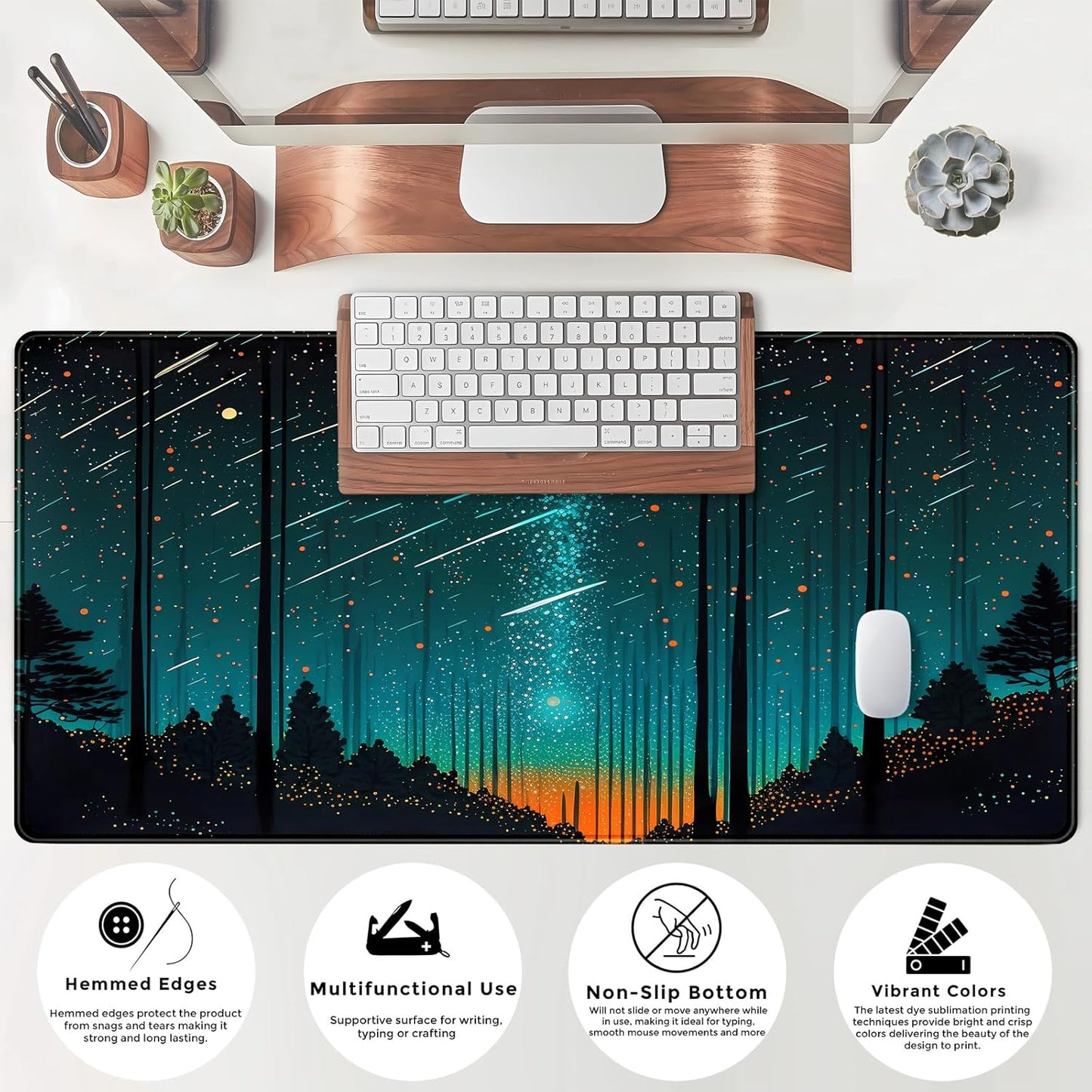 Japanese Desk Mat Riverside Full Moon Desk Pad Black Red Large Mouse Pad Gaming Mousepad Extended XXL Keyboard Pad 31.5 x 15.7 in Laptop Computer Mouse Keyboard Mat for Office Desk Decor