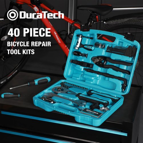 DURATECH Bike Repair Kit, 40PC Bicycle Tool Kit with Carry Case, Bike Accessories for Repairing Tyres, Brakes, Chains, Pedal, Mountain Bike & Road Bike Maintenance, Great Gift for Men, Women