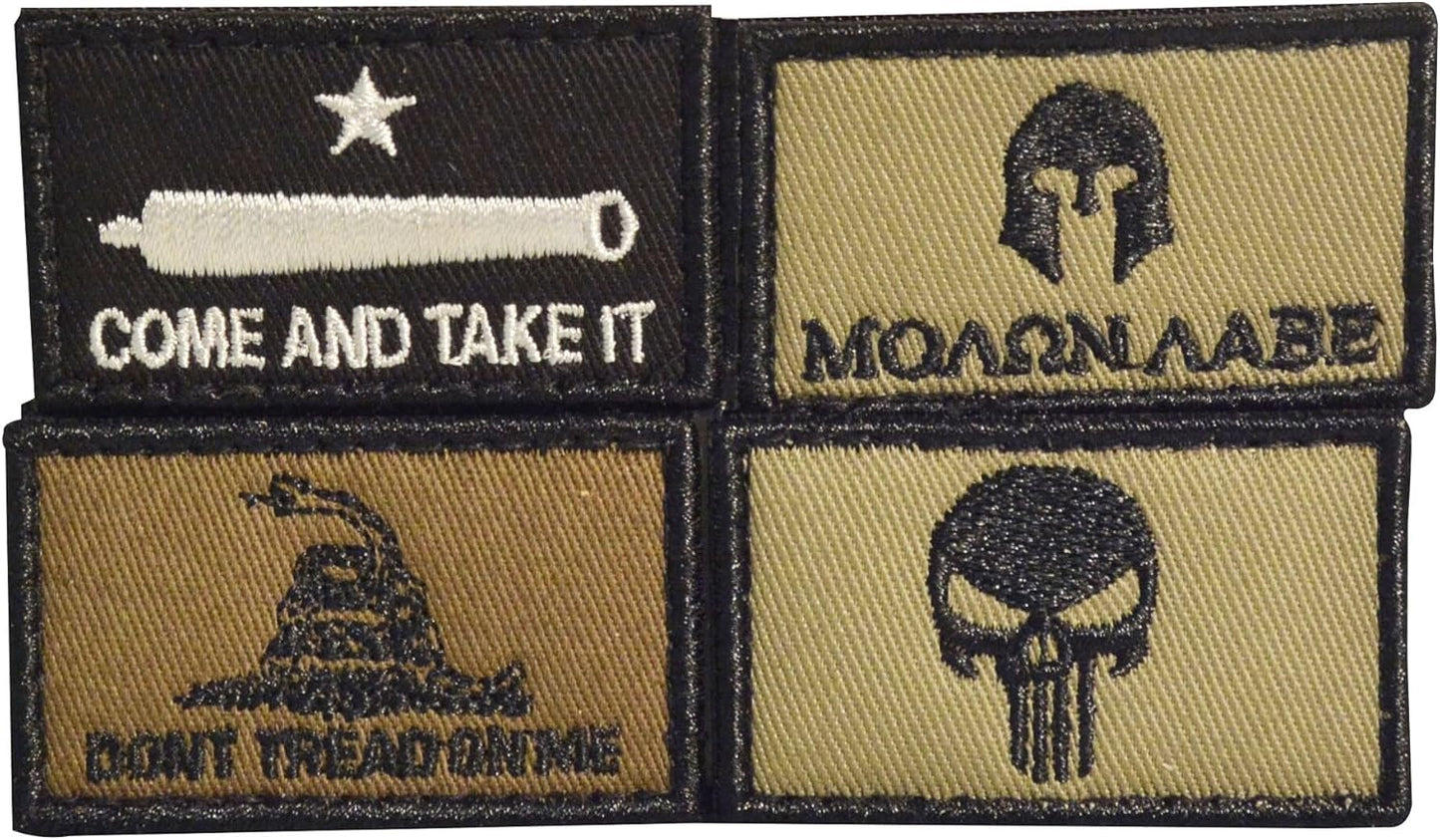 Walker's Razor Patriot Patch Kit Hook & Loop Attachable Embroidery Design Patch Set for Earmuffs, Hats, Backpack, Military Shooting Outdoor EDC Uniforms & Gear - 4 Pcs - Come & Take It