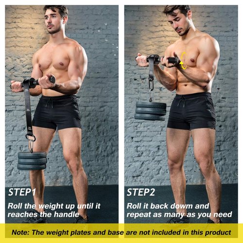 VAIIO Forearm Strengthener and Wrist Roller with Quick Locking Mechanism - Durable PVC Anti-Slip Grip Handles - Perfect for Men and Women - Ideal for Hand, Wrist, and Forearm Strength Training Black