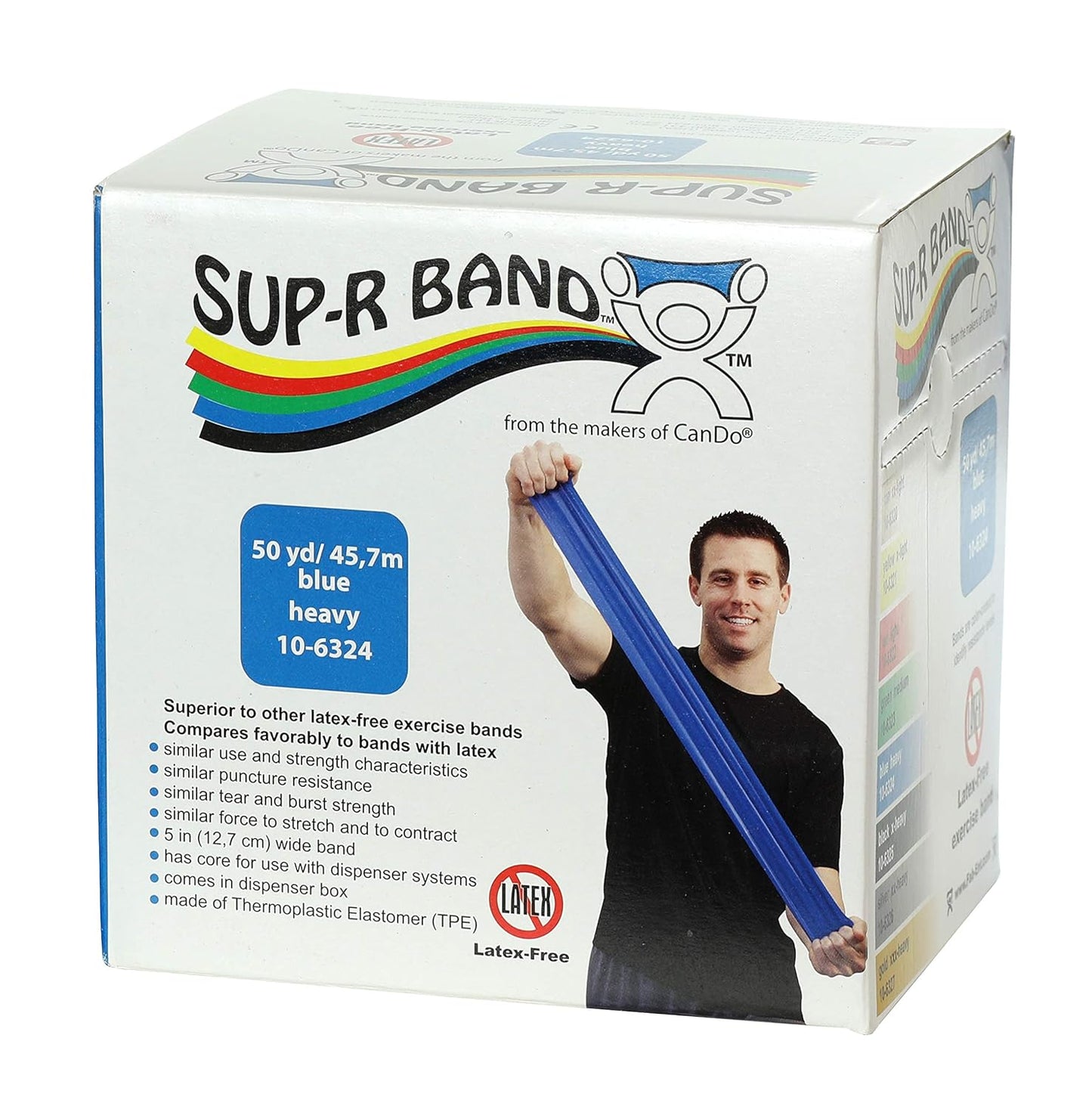 CanDo 10-6323 Sup-R Latex Free Exercise Band, 50yds Length, Green-Medium