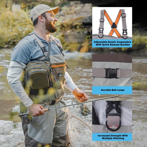 Trudave Fishing Waders, Waterproof Chest Waders for Men & Women, Lightweight Insulated Stockingfoot Waders Breathable Fly Fishing Waders for Fishing Hunting