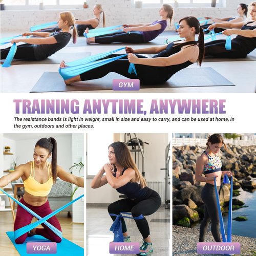 Resistance Bands for Physical Therapy Women, Extended 6.9FT Exercise Stretch Bands for Yoga, Pilates, Rehab, Fitness and Strength Training, Elastic Workout Bands with Training Poster