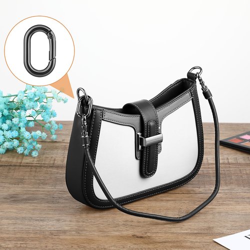 Ymapinc 10Pcs Spring Snap Hook, Oval Carabiner Clip, Tiny Metal Key Chain Clip Quick Release Car Key Ring Small Locking Carabiners Safety Chain Connector for Hiking Purse Backpack