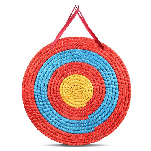 VEVOR Straw Archery Targets, 20" Round, 5 Layers, Deep Red, Traditional Solid, Coloured Rope, Archery Target Shooting Bow, Hand-Made Arrows Target