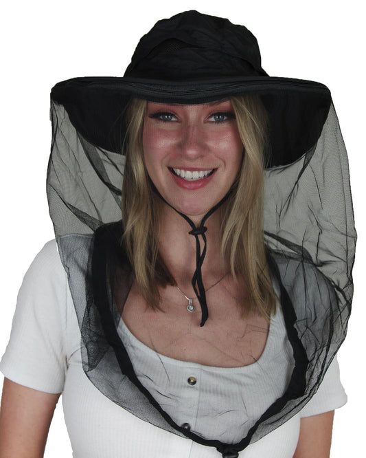 AGGAFA Mosquito Head Net Hat, Providing a Physical Barrier to Help Keep Mosquitoes and Bugs Away from Your Face When Gardening, Farming, Fishing and Camping (Black Color)