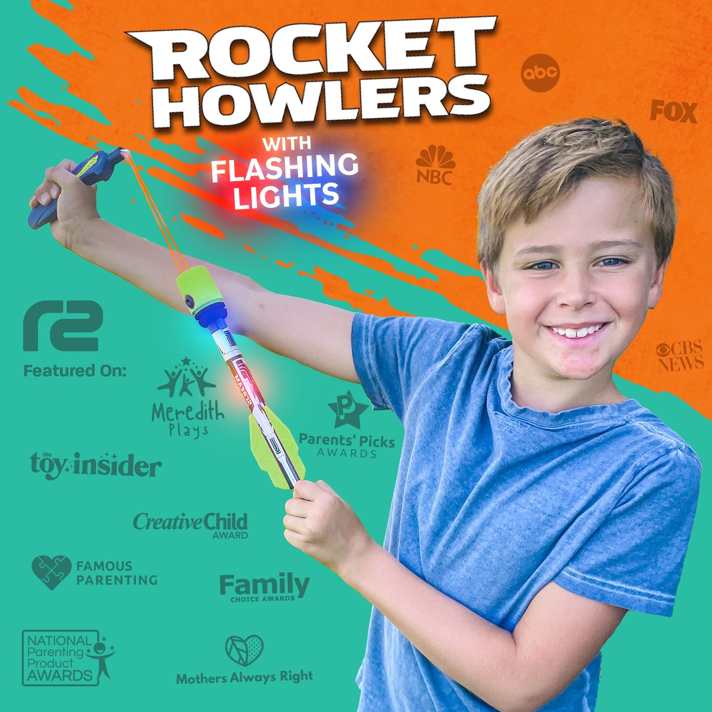 Light Up Foam Rocket Toys for Kids: Best LED Rocket Launcher Slingshot Lights Up & Makes Noise! Boys & Girls Outdoor Toys Party Favors Summer Birthday Gifts Idea & Gifts for Ages 8 9 10 11 12 13 +