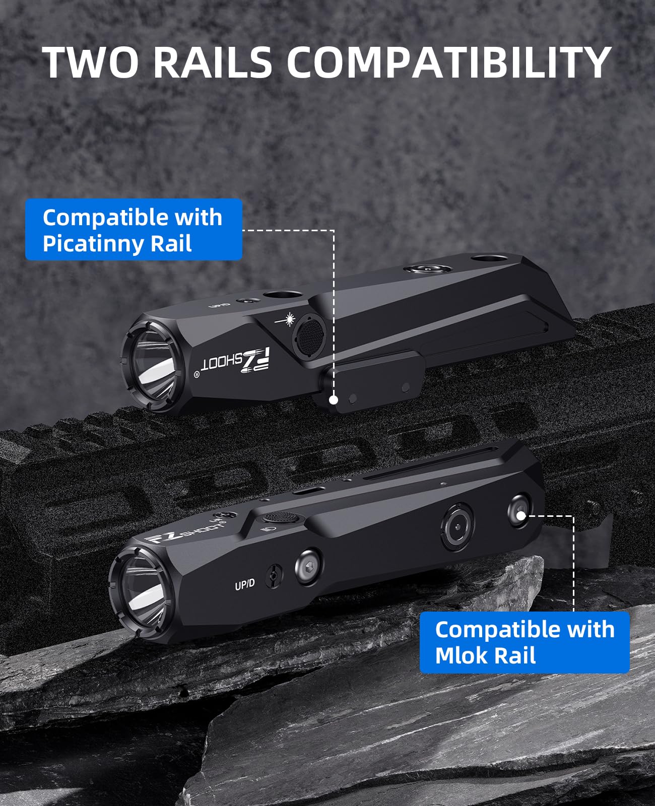 EZshoot 1700 Lumens Tactical Laser Light Combo for Rifle with Magnetic Rechargeable, AR Laser Light Combo Compatible with Picatinny Rail and M-Rail, Rifle Flashlight for Home Defense, Hunting