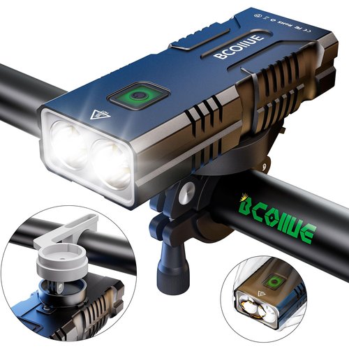 BCOIIUE Bike Lights for Night Riding, Super Lumen Continuous Output 360 Rotatable Quick Release Compatible with Garmin Bicycle Headlight, Runtime 23+ Hours, USB Rechargeable Waterproof