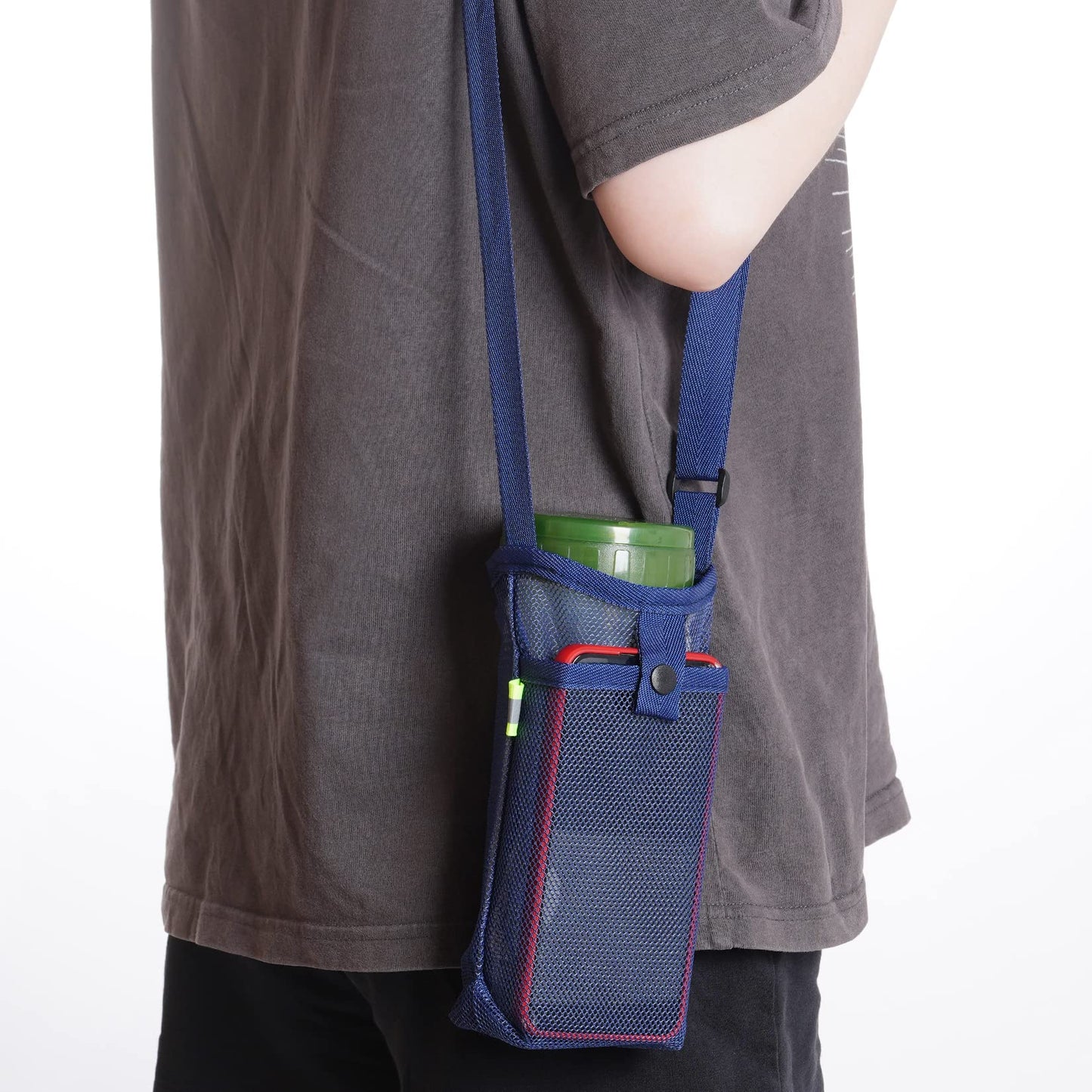 3Pcs Water Bottle Holder with Strap Water Bottle Carrier with Adjustable Shoulder Strap Water Bottle Sling Bag for Outdoor Hiking Camping Walking Travel Water Bottle Sleeve, Black, Dark Blue and Pink