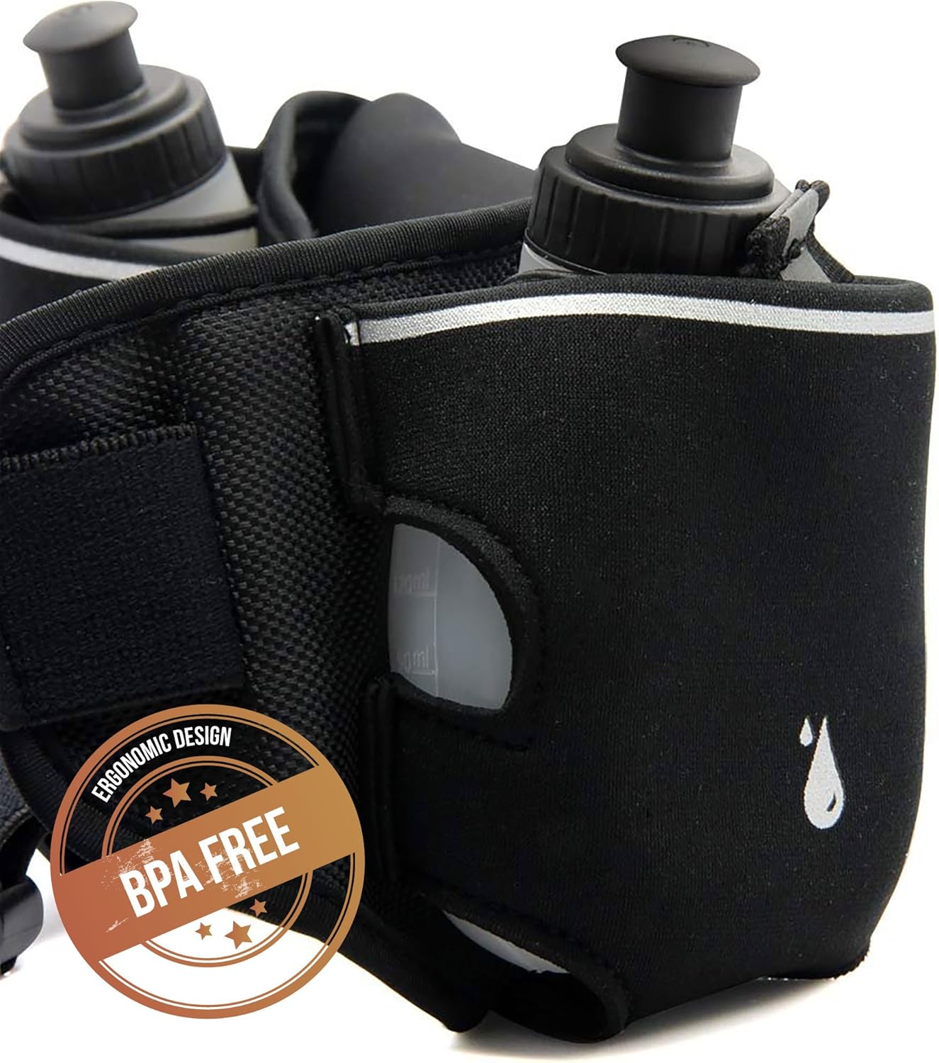 Premium Quality No Bounce Runners Hydration Belt With Reflectors, Smartphone Pocket & BPA free Water bottles