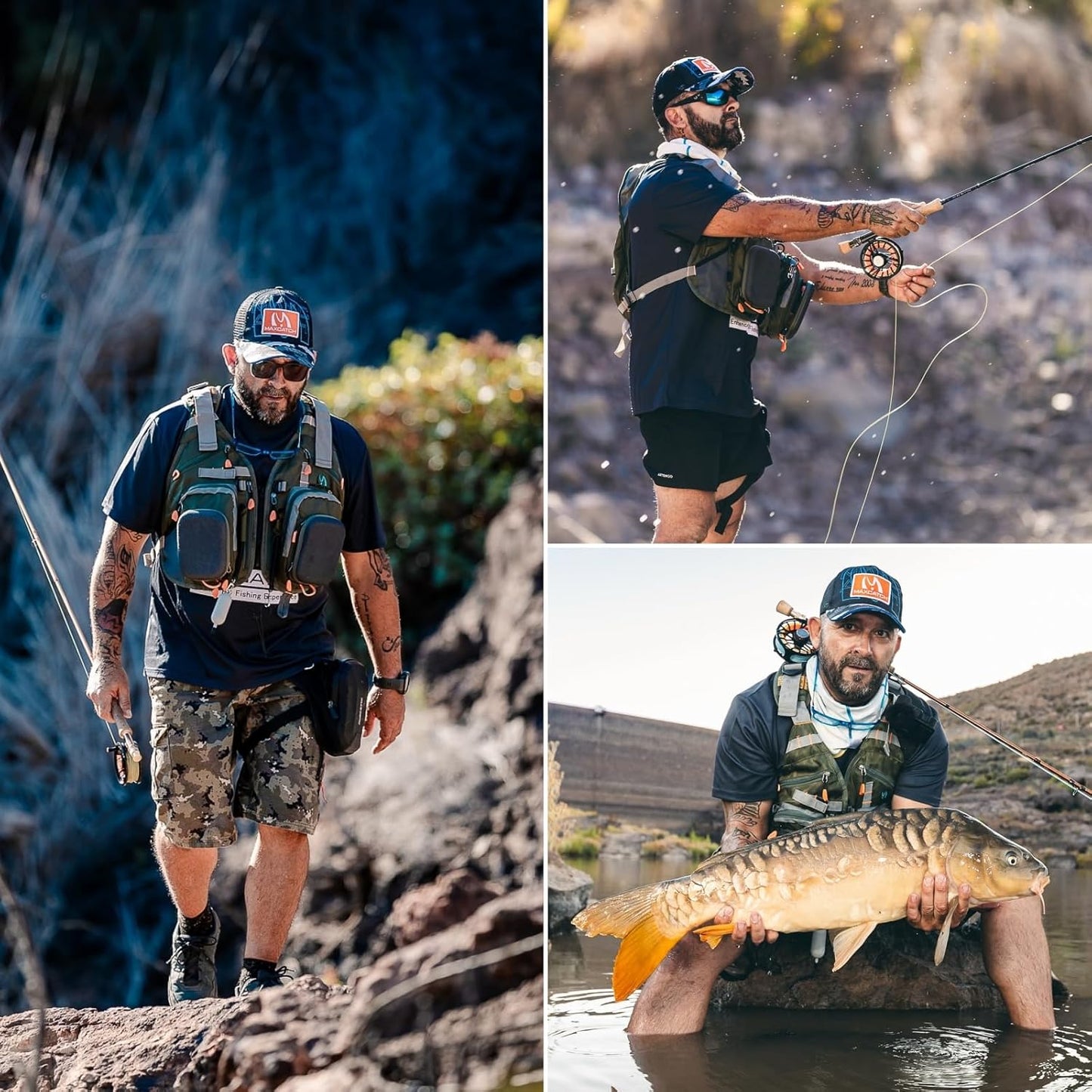 M MAXIMUMCATCH Maxcatch Fly Fishing Vest Pack for Men and Women Adjustable Outdoor Fishing (Vest/Sling Pack/Backpack)