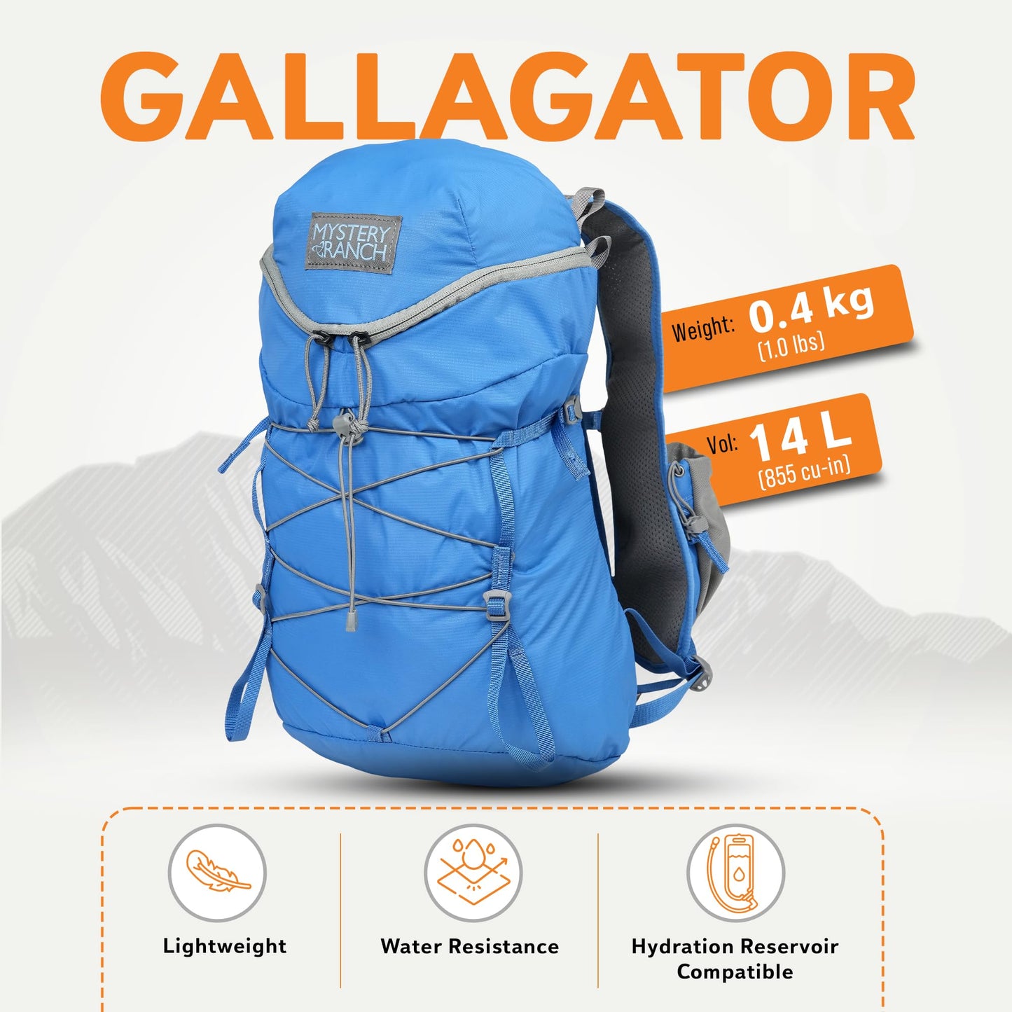Mystery Ranch Gallagator 15 Backpack – Weather Resistant Travel Bag with Sternum Strap – Pacific, 15L, S/M