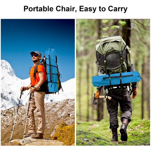 SAILARY Folding Camping Collapsible Chairs Heavy Duty Lawn Chair with Cooler Bag, Storage Pocket, Waterproof Bag Outdoor Arm Chair, Supports 225LBS, Blue