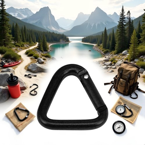 Black Carabiner Clip Auto Locking Storage Corrosion-Resistant Wear-Resistant Hiking Triangle Carabiner Buckle Compatible with Outdoor Accessory and Keychain Carabiners
