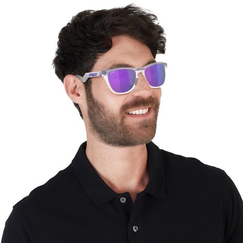 Oakley OO9289 Frogskins Hybrid Round Sunglasses, Matte Transparent Lilac/Clear/Prizm Violet, 55 mm