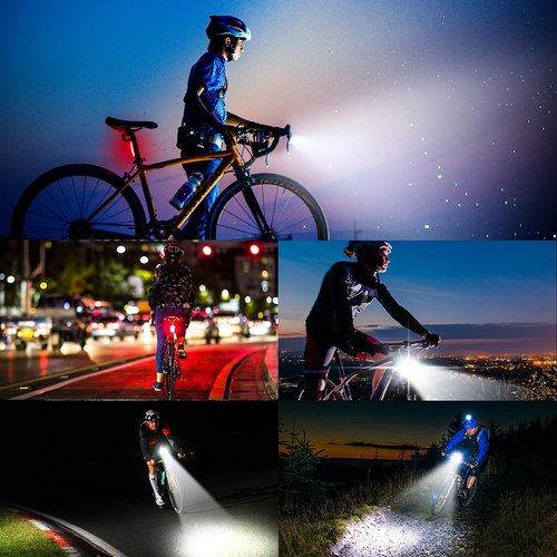 WEPPGO Ultra Bright USB Rechargeable Bike Light Set for Night Riding, LED Bike Headlight with Taillights, High & Low Beam Light Total 13 Modes, Easy to Install for Night Road Mountain Cycling