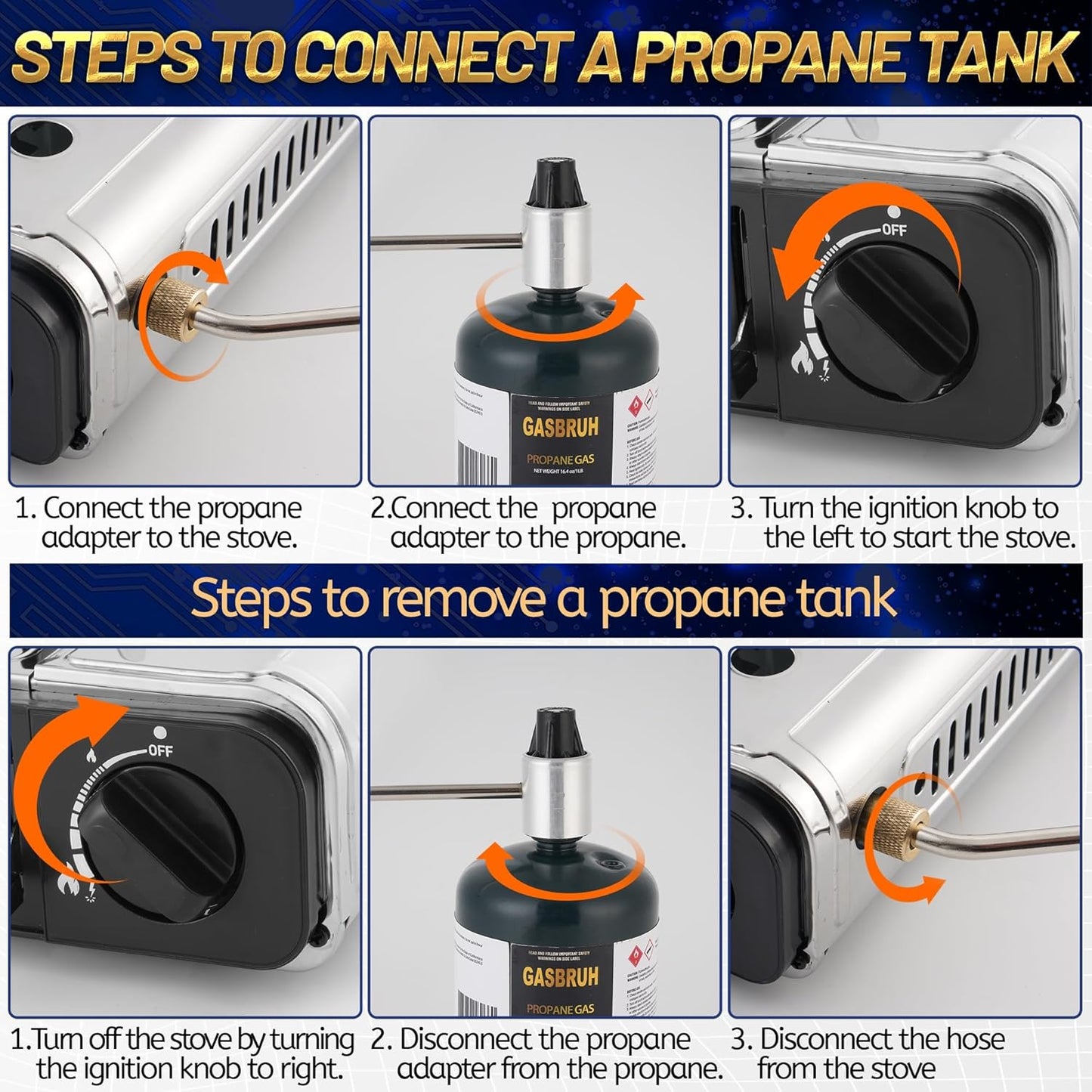 Propane or Butane Stove with Windblocker,Dual Fuel 10000BTU Stainless Steel Portable Camping Stove with CarryCase,Gas Stove for Camping,Tailgating,Outdoor Cooking,Emergency(Fuel not included)