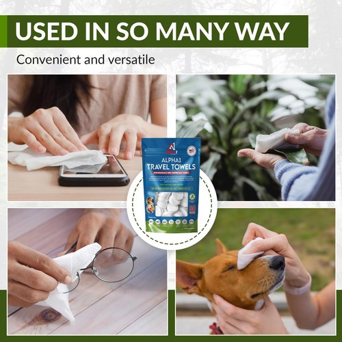 Compressed Towel Tablets - 50 Pack of Compressed Coin Towels 8" x 9" - Disposable Face Towel Wipes - Perfect for Camping, Traveling & Hiking