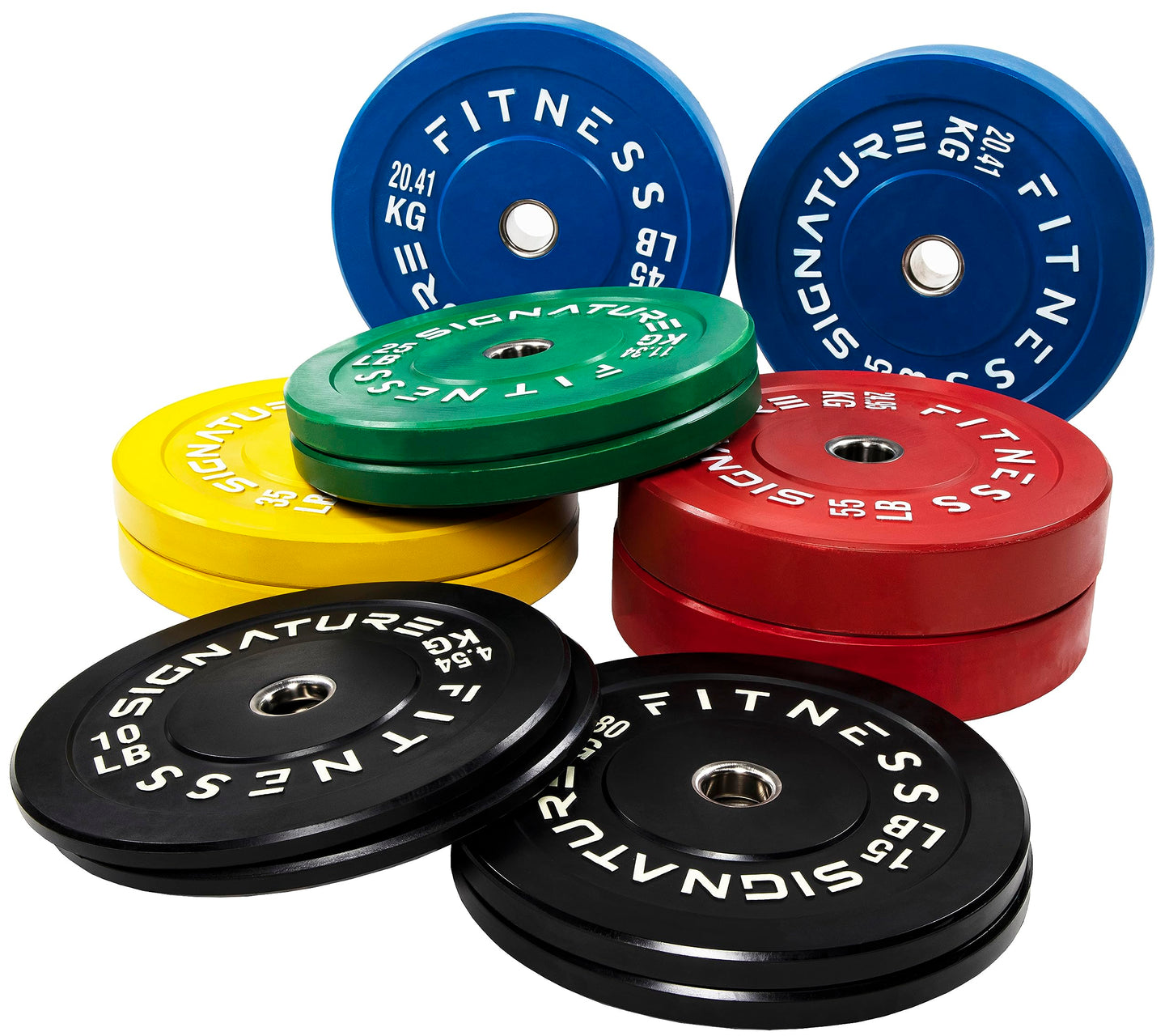 Fitvids 2" Olympic Bumper Plate Weight Plates with Steel Hub, 45LB, Pair