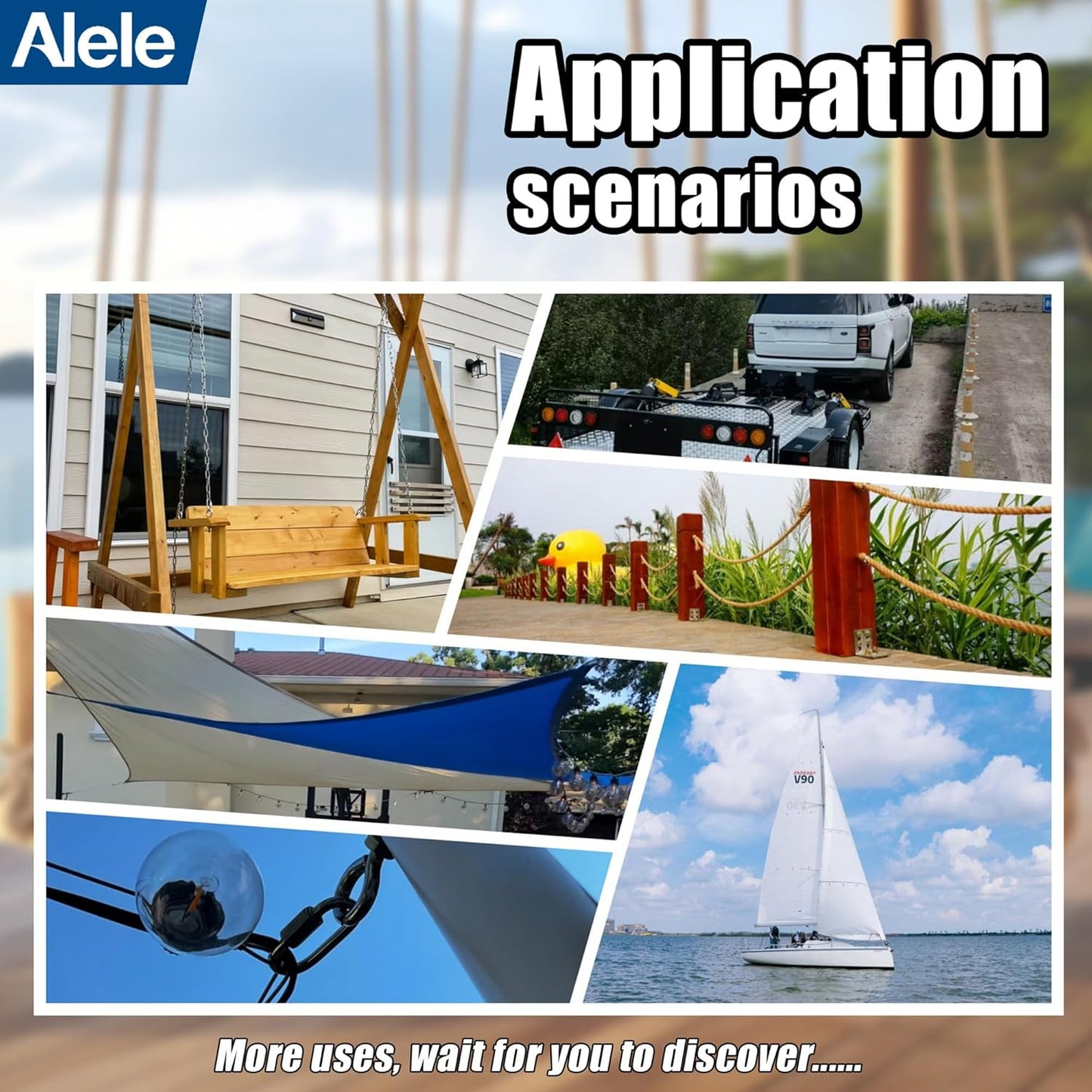 Alele D-Shape Locking Carabiner M4 Stainless Steel Quick Link Chain Connector Keychain Ring Buckle 10 Pack